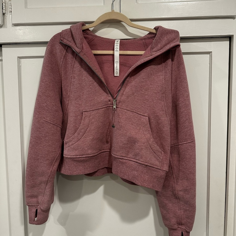 Lulu lemon half zip scuba, heathered pink taupe, XS/S
